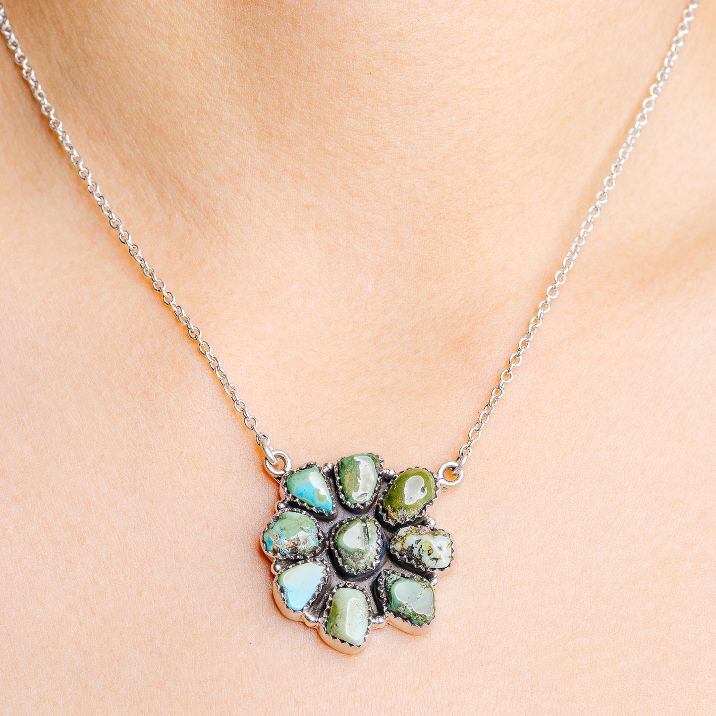 Palomino Turquoise Necklace 17 to 19" (.925 Sterling Silver)