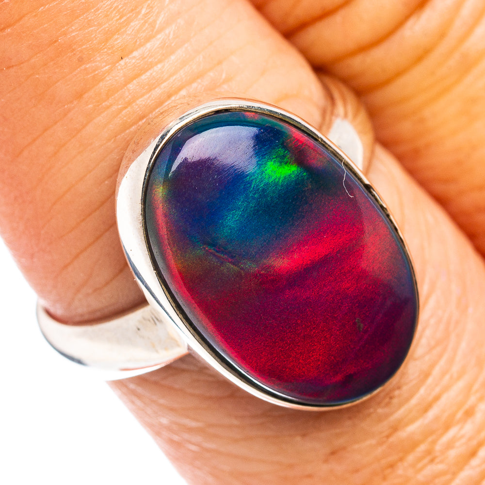 Premium Aurora Opal Ring Size 7.75 (.925 Sterling Silver)