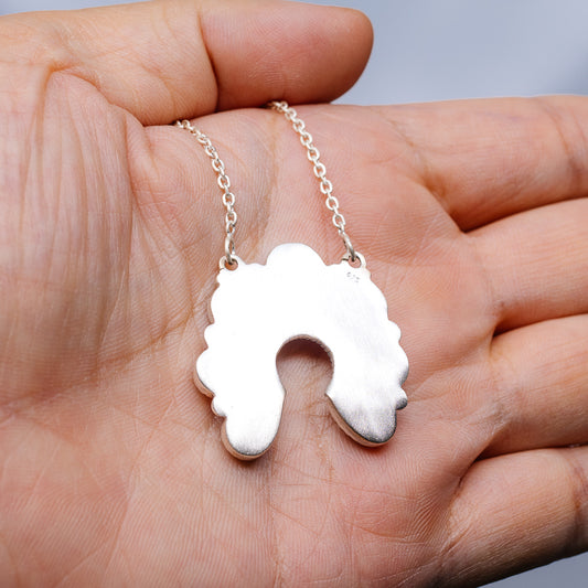 Southwestern Style White Water Turquoise Necklace 17 to 19" (.925 Sterling Silver)