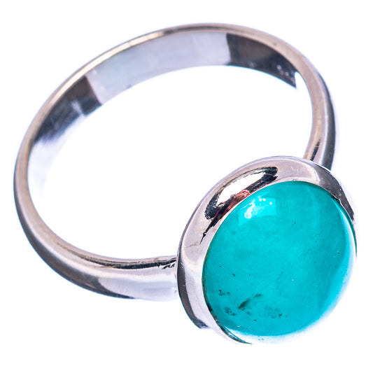 Sterling silver ring with round turquoise gemstone bezel setting