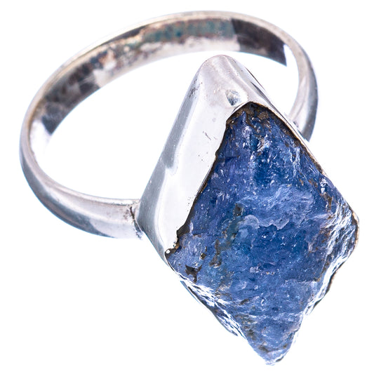Sterling silver tanzanite ring, size 7, with rough blue gemstone top