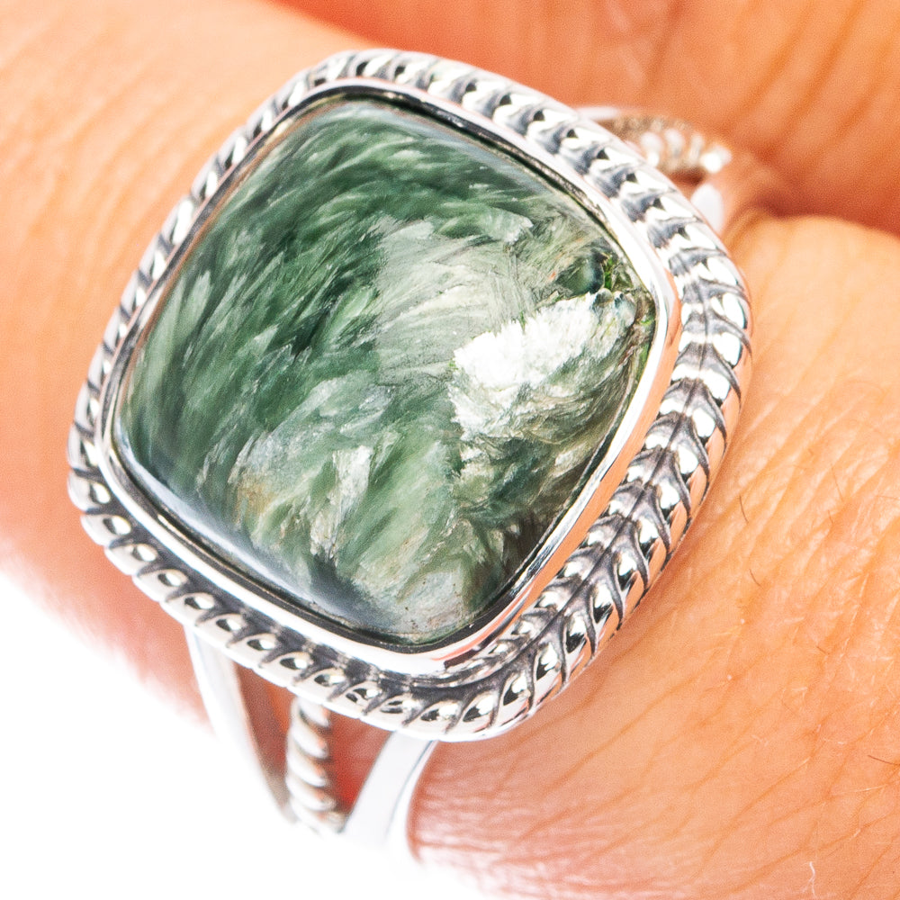 Premium Seraphinite Ring Size 7.75 (925 Sterling Silver) R7638