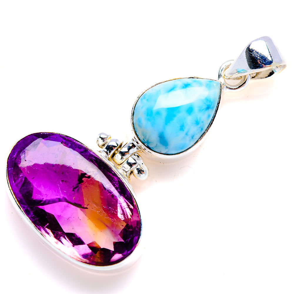 Ametrine, Larimar Pendant 1 3/4" (925 Sterling Silver) PD38185