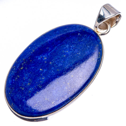 Lapis lazuli pendant with oval blue stone and .925 sterling silver bail