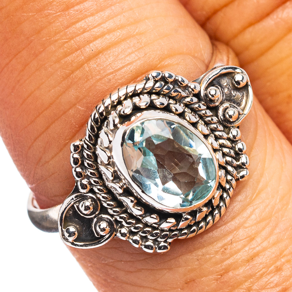 Blue Topaz Ring Size 8.75 (.925 Sterling Silver)