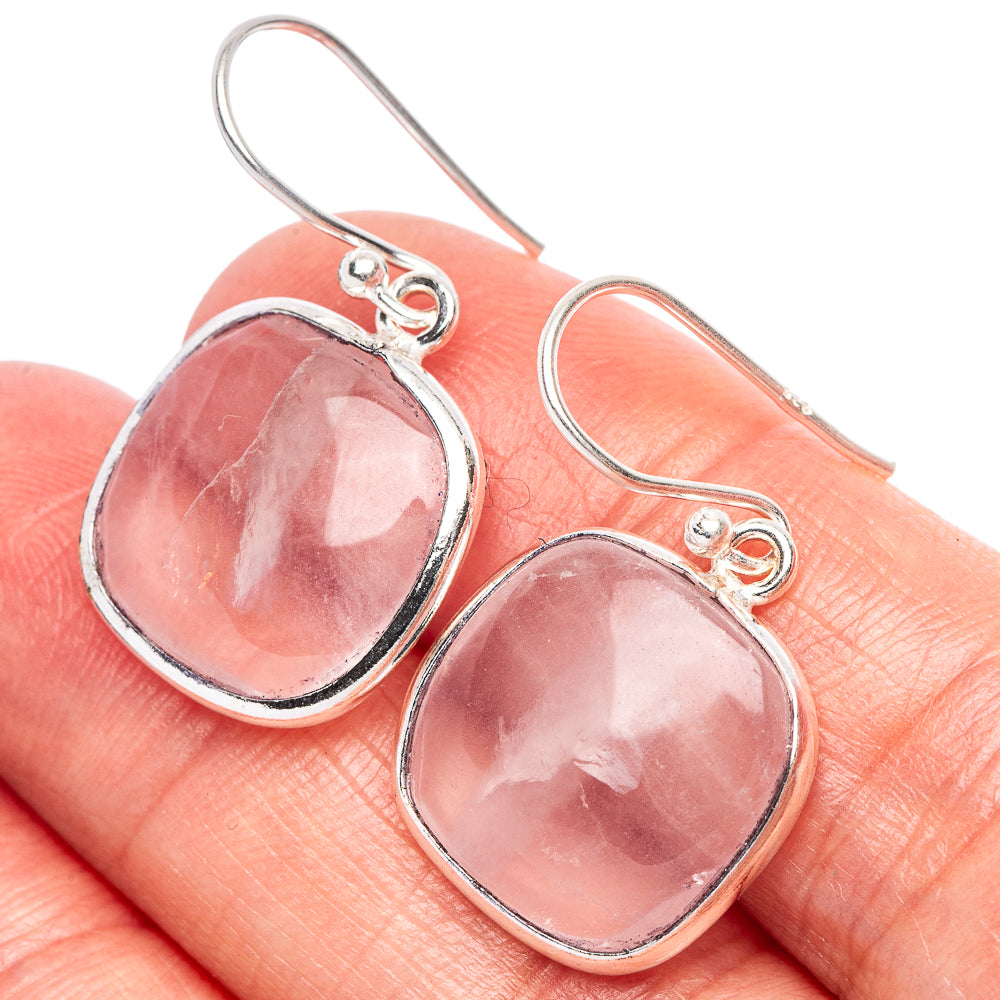 Rose Quartz Earrings 1 1/4" (925 Sterling Silver) E2337