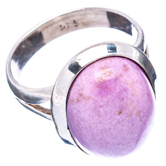 Sterling silver phosphosiderite ring, purple cabochon, size 7.75, side view