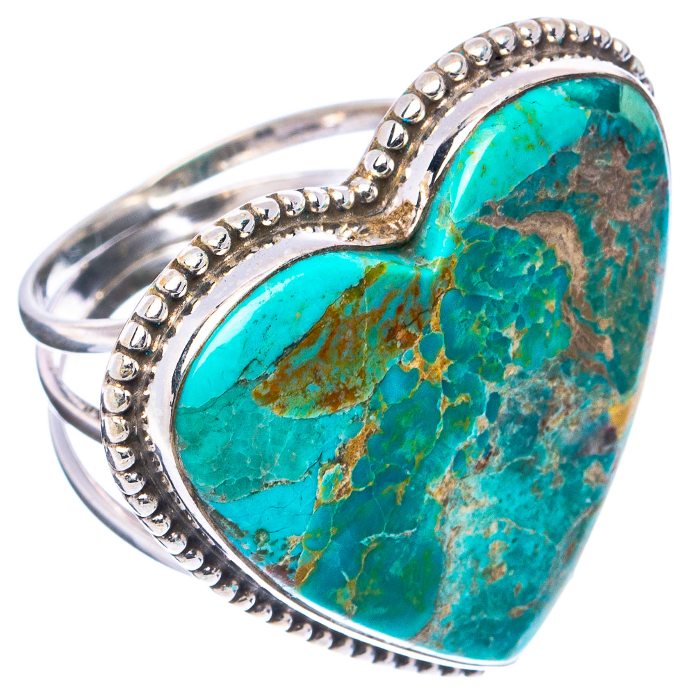 Mohave Turquoise Heart Ring Size 8.75 (.925 Sterling Silver)