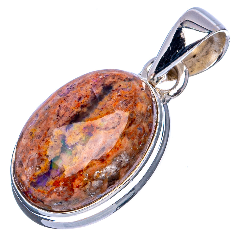 Rare Mexican Fire Opal Pendant 1 1/8" (.925 Sterling Silver)