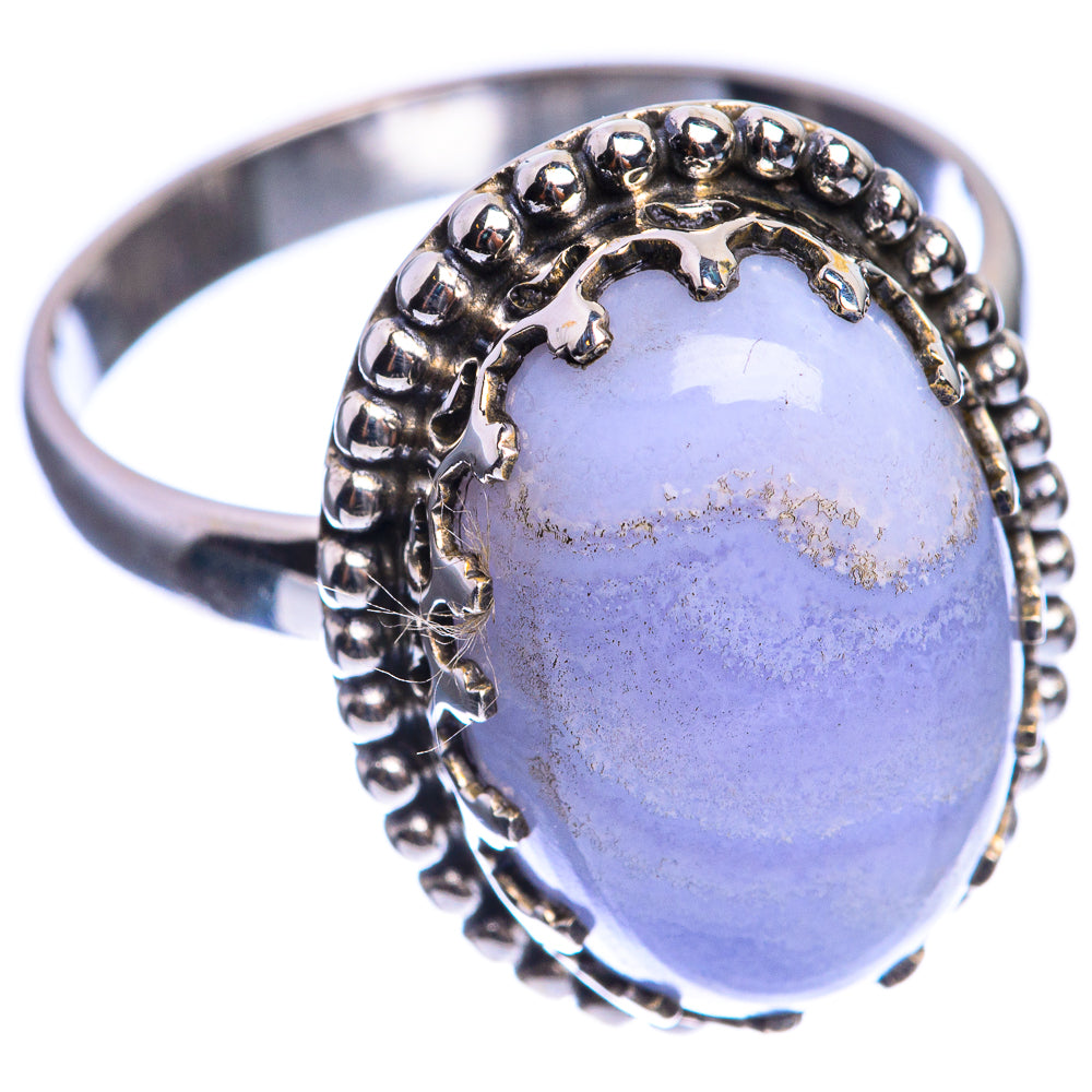 Blue Lace Agate 925 Sterling Silver Ring Size 10