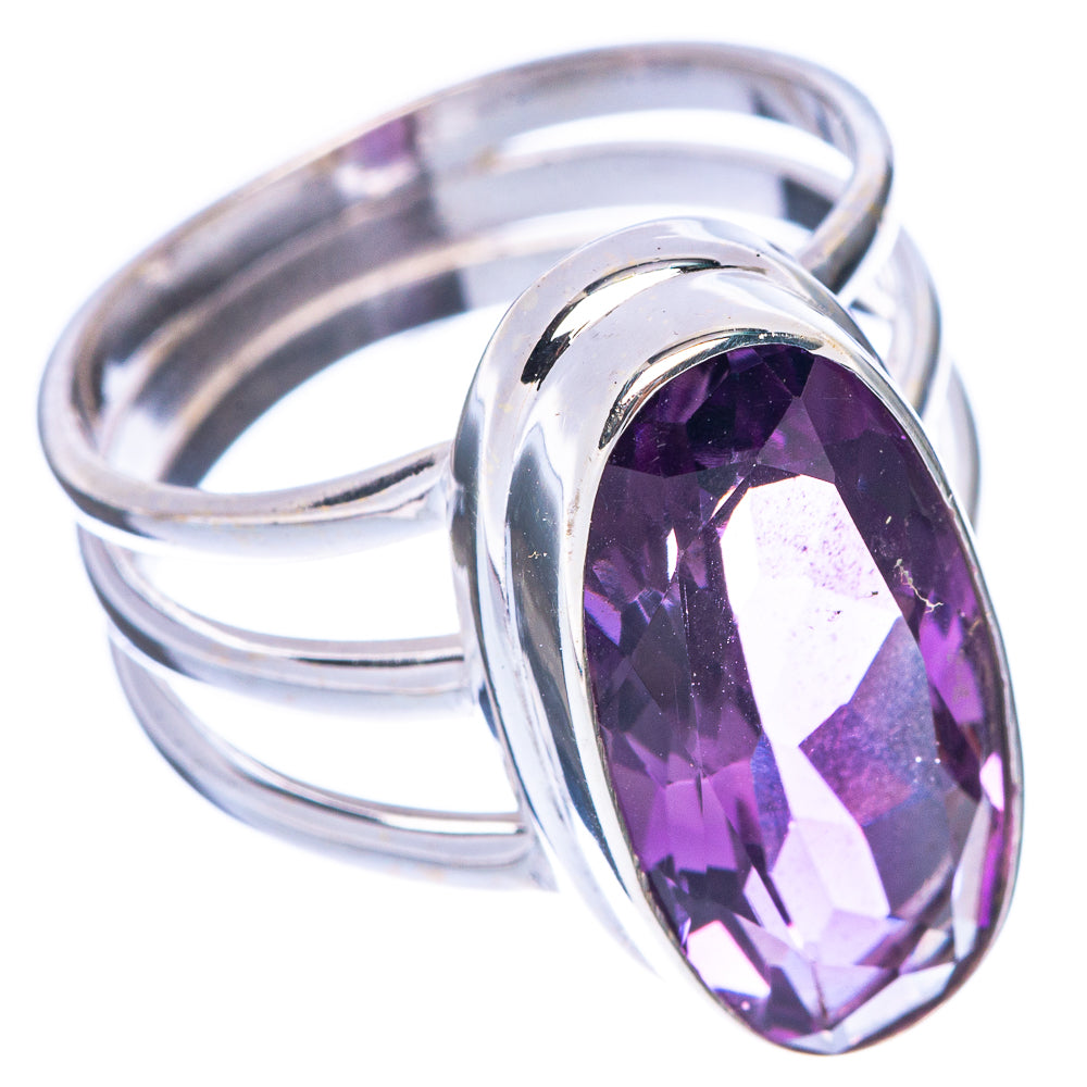 Faceted Amethyst Ring Size 7.25 (925 Sterling Silver) R1732