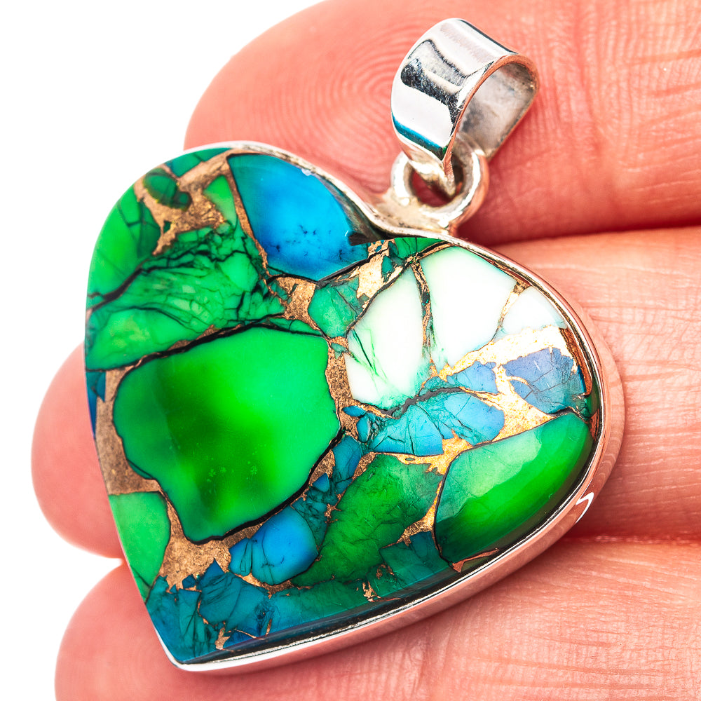 Premium Peacock Jasper Pendant 1 3/8" (.925 Sterling Silver)