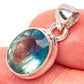 Rare Faceted Blue Fluorite Pendant 7/8" (925 Sterling Silver) P43027
