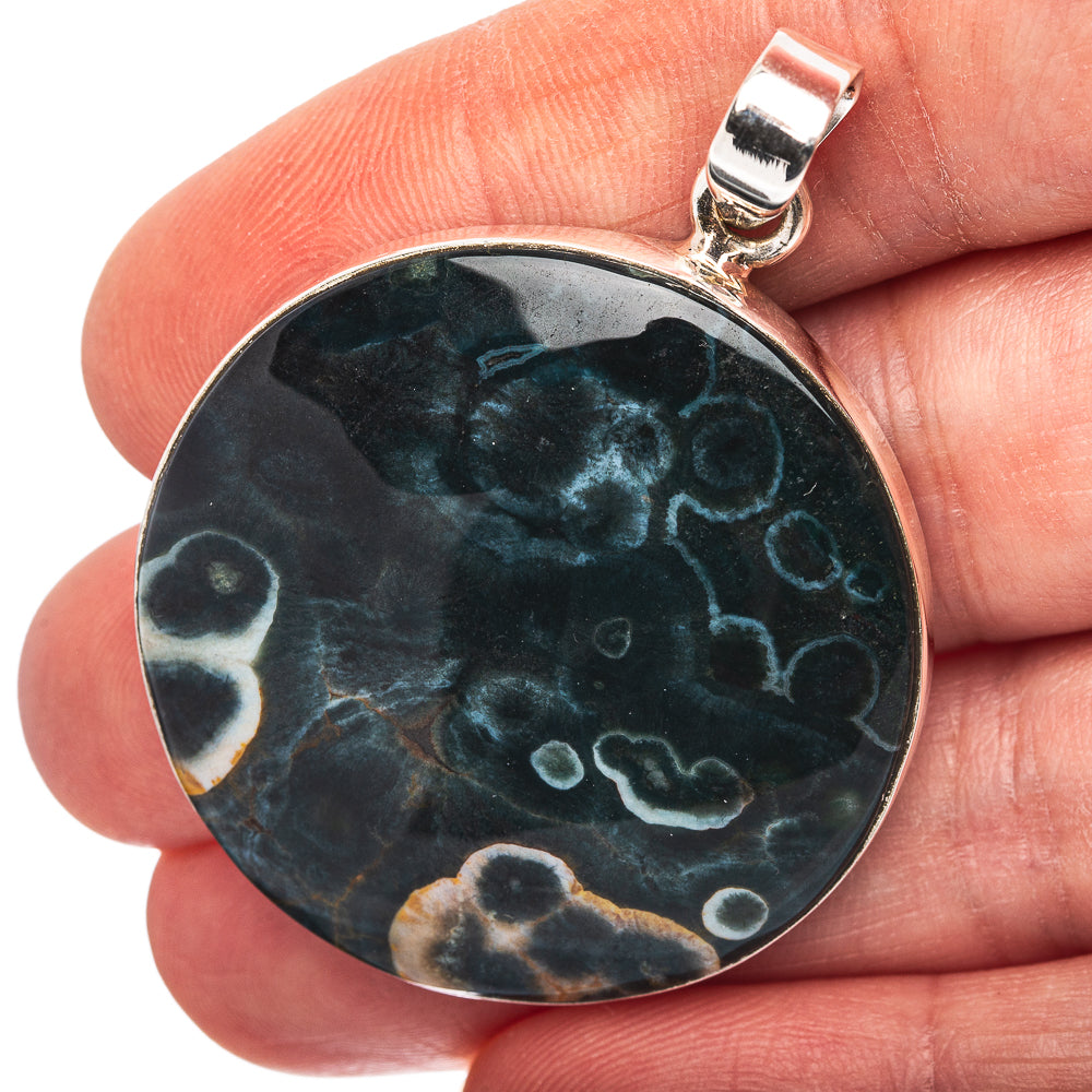 Ocean Jasper Pendant 1 7/8" (.925 Sterling Silver)
