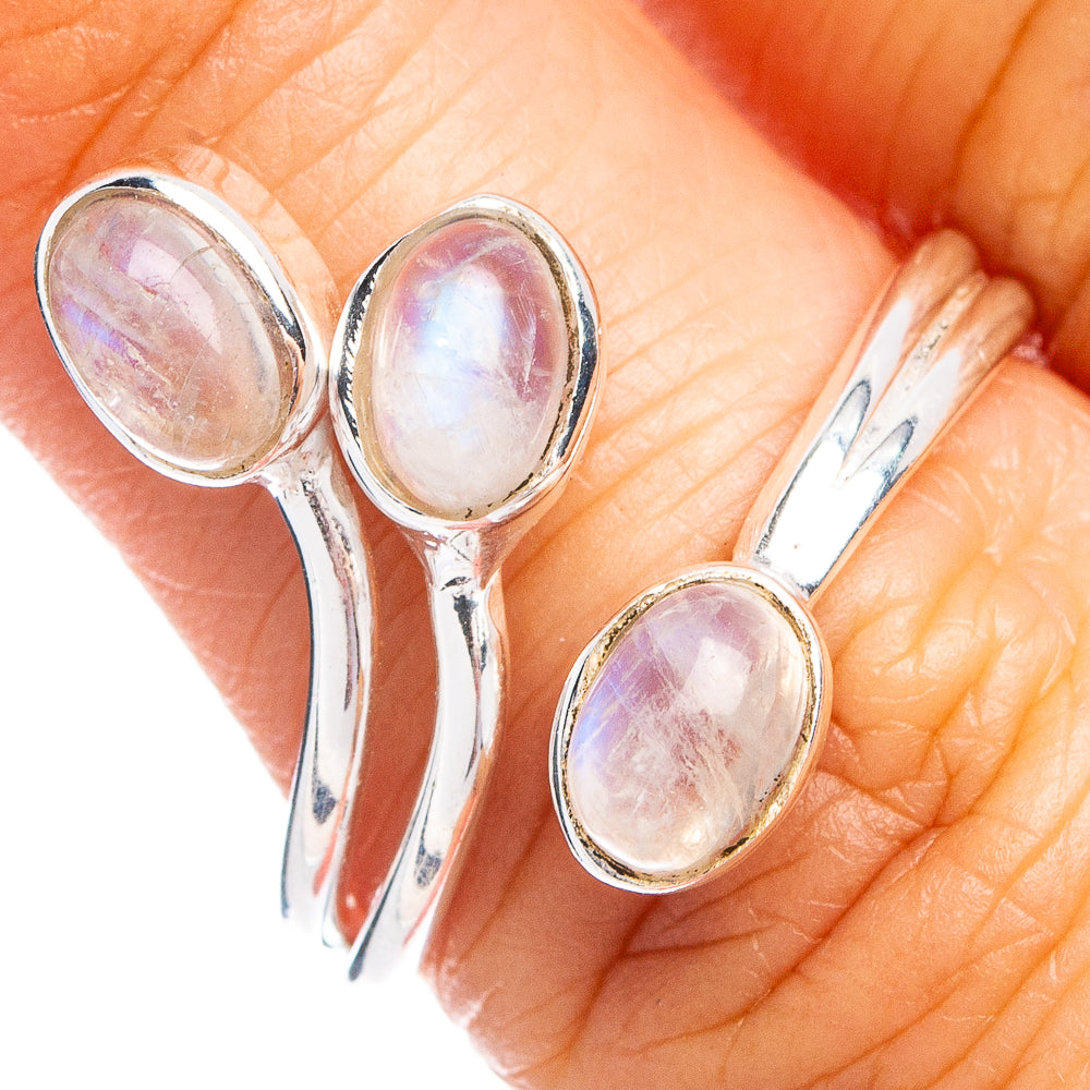 Dainty Rainbow Moonstone Ring Size 7.5 (925 Sterling Silver) R8696