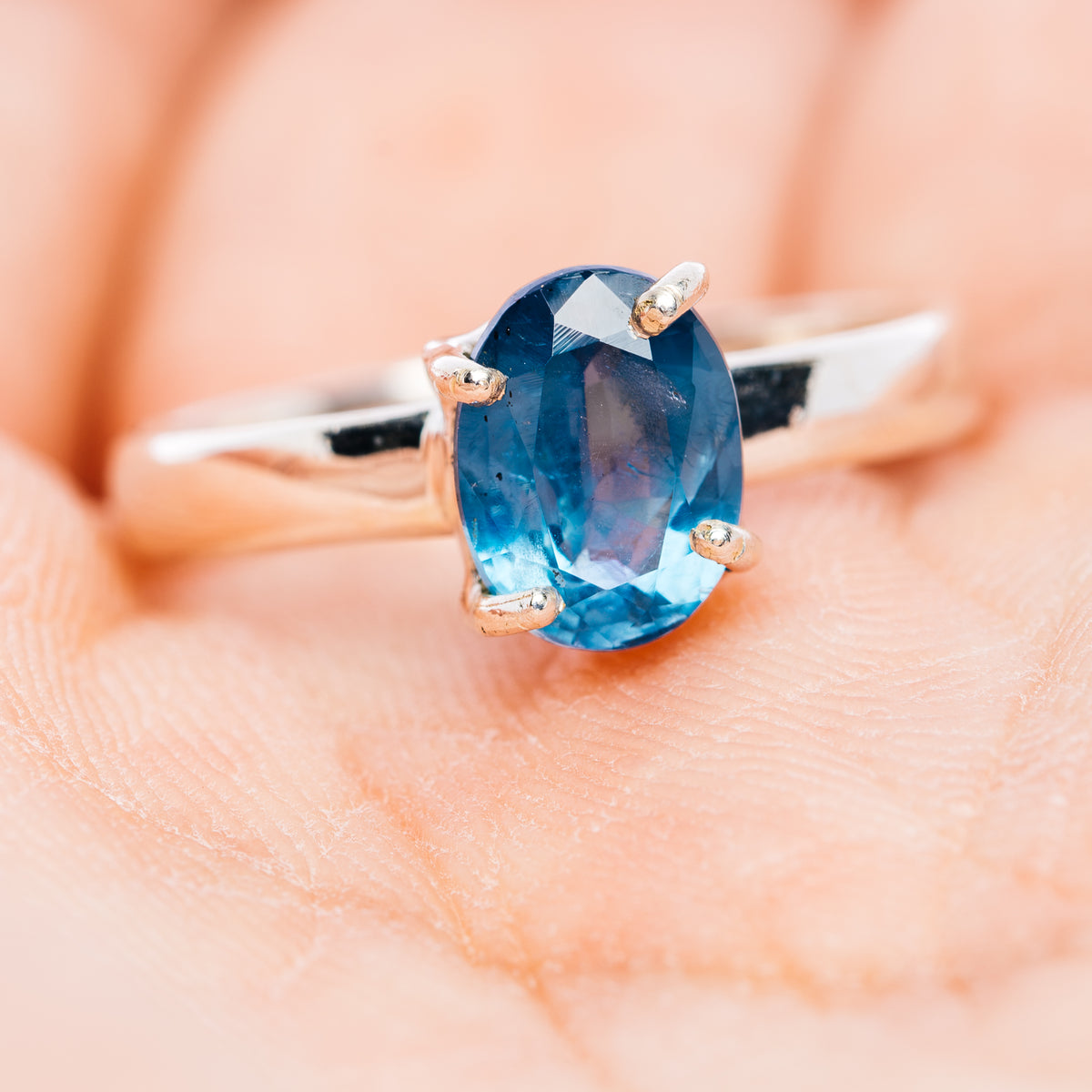 Faceted Deep Teal Blue Kyanite Ring Size 7 (.925 Sterling Silver)