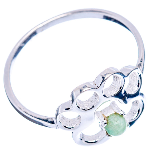Sterling silver paw print ring with round green stone, size 7.75