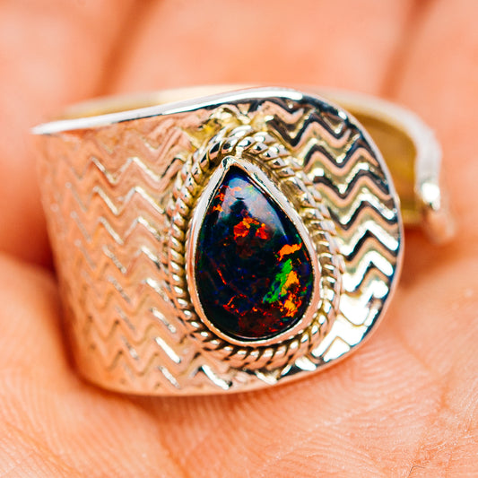 Synthetic Opal Ring Size 7 Adjustable (.925 Sterling Silver)