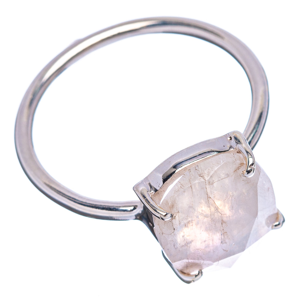 Faceted Rainbow Moonstone Ring Size 9 (.925 Sterling Silver)