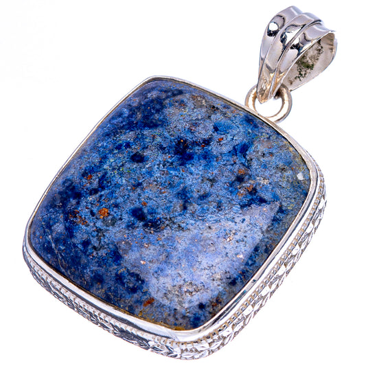 Dumortierite pendant, .925 sterling silver blue cabochon stone with hanging bail