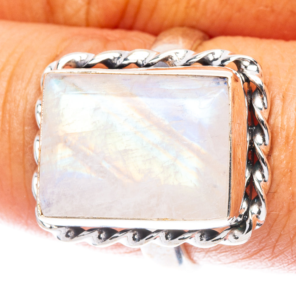 Rainbow Moonstone Ring Size 8 (925 Sterling Silver) R6935