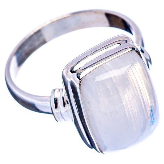 925 sterling silver ring with square-edged setting and moonstone cabochon, side profile