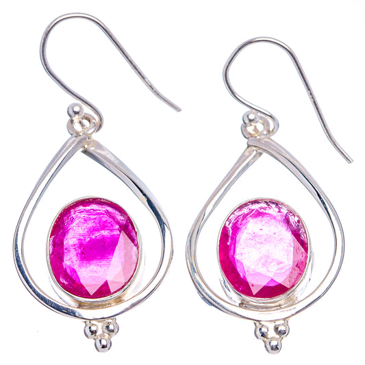 Teardrop sterling silver earrings with faceted purple ruby glass stones and hook backs