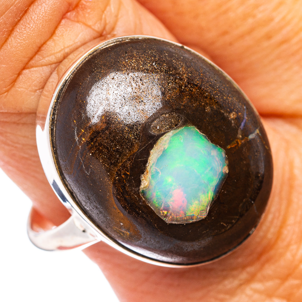 Premium Boulder Opal Ring Size 11 Adjustable (.925 Sterling Silver)