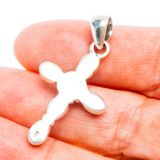 Southwestern Style Cotton Candy Turquoise Cross Pendant 1 5/8" (.925 Sterling Silver)