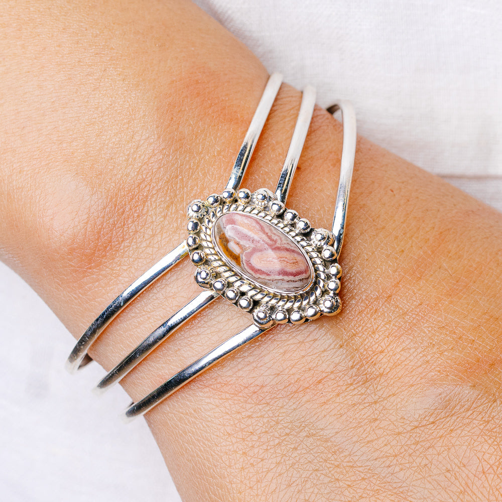 Rhodochrosite Bracelets Adjustable (925 Sterling Silver) B90406
