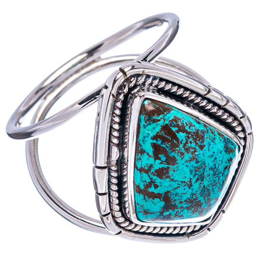 Turquoise shattuckite sterling silver ring size 7, side view with rope-textured frame