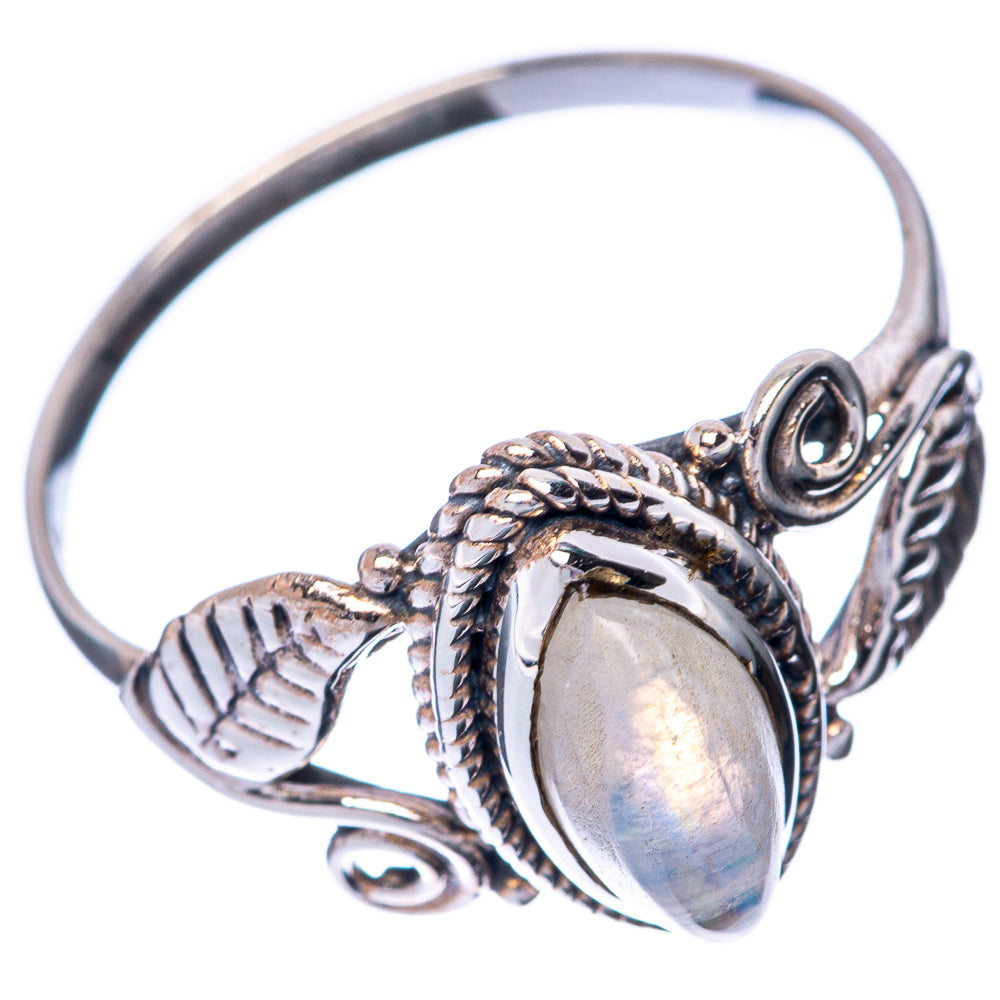 925 sterling silver moonstone ring, oval cabochon with rope-like side details