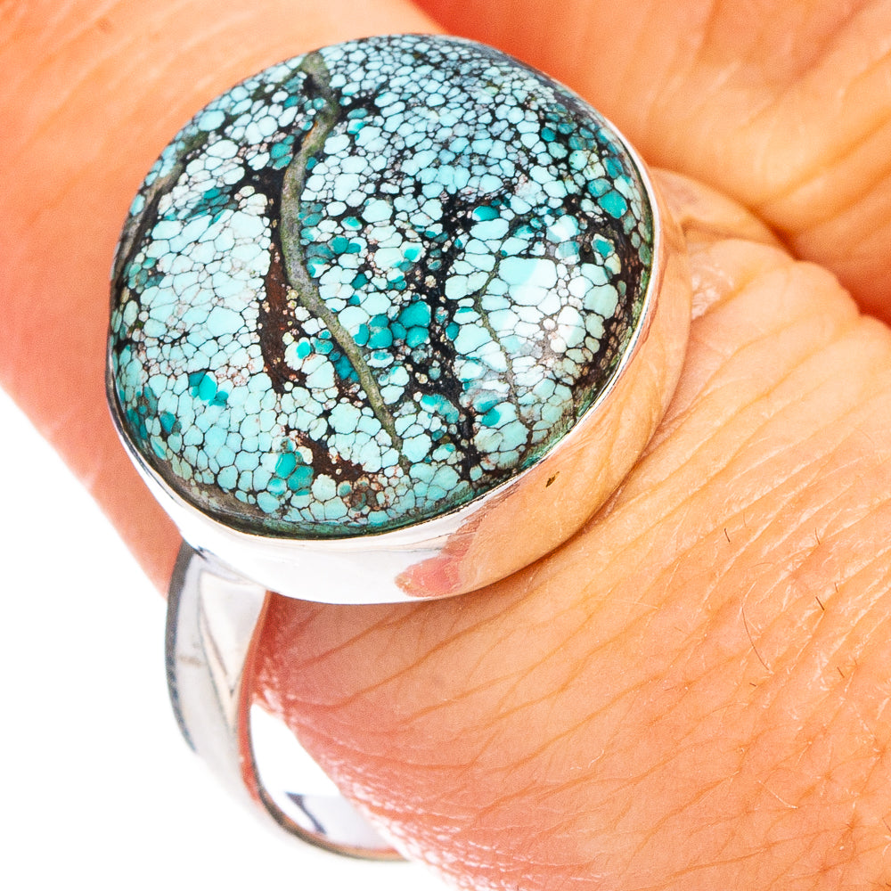 Hubei Spiderweb Turquoise Ring Size 9.25 (.925 Sterling Silver)