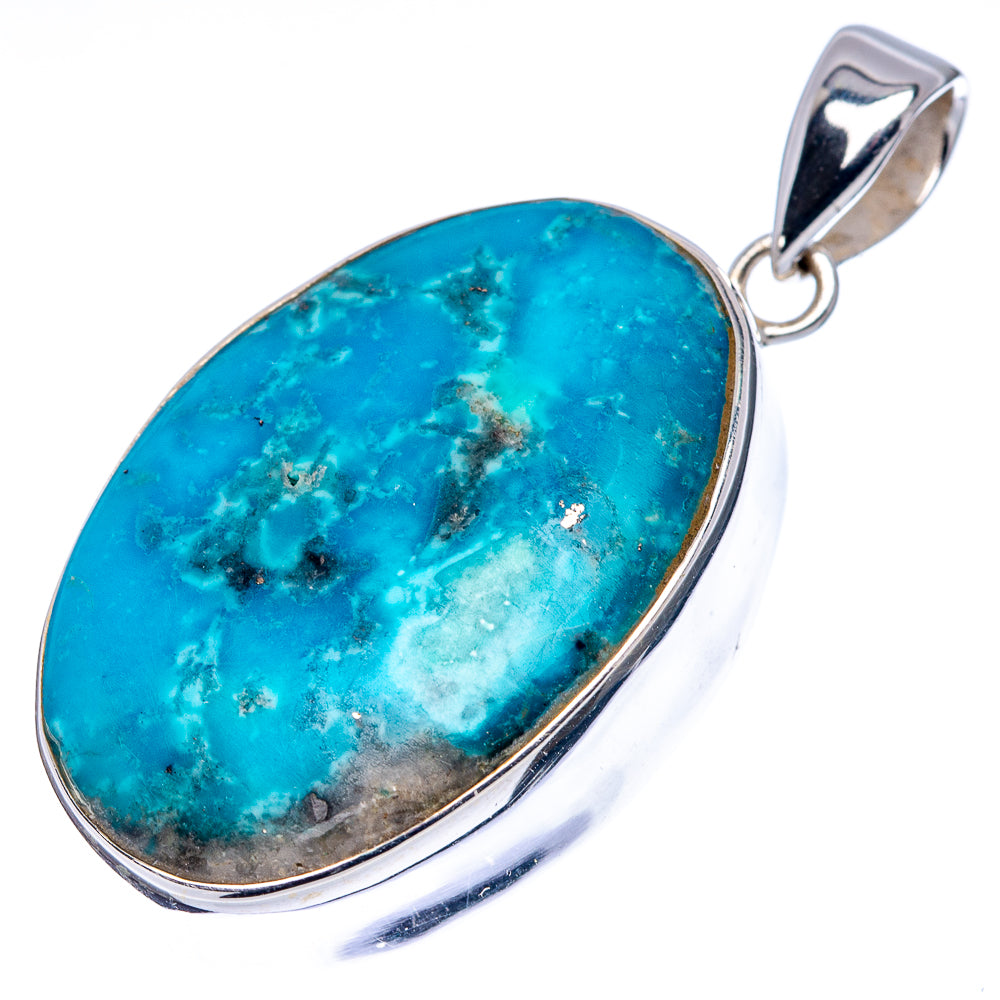Premium Persian Turquoise Pendant 1 5/8" (.925 Sterling Silver)