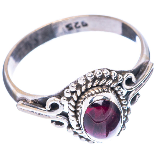 Garnet Dainty Ring Size 6.75 (925 Sterling Silver) R5931
