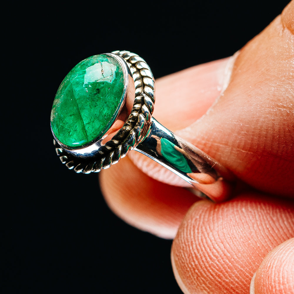 Premium Zambian Emerald Ring Size 7 (.925 Sterling Silver)