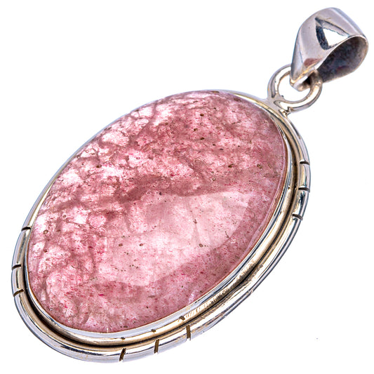 Strawberry Quartz Pendant 1 3/4" (925 Sterling Silver) P43443