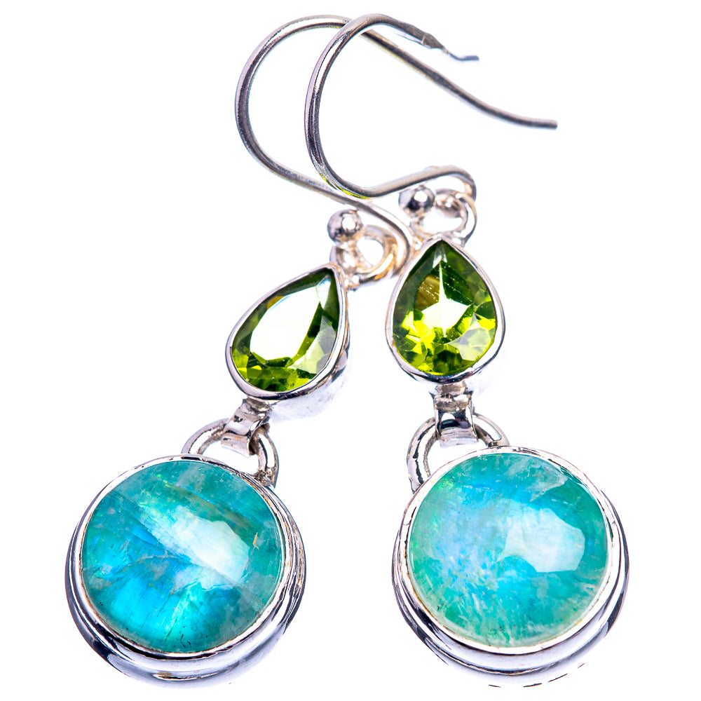 Green Moonstone, Peridot Earrings 1 1/2" (925 Sterling Silver) E432432