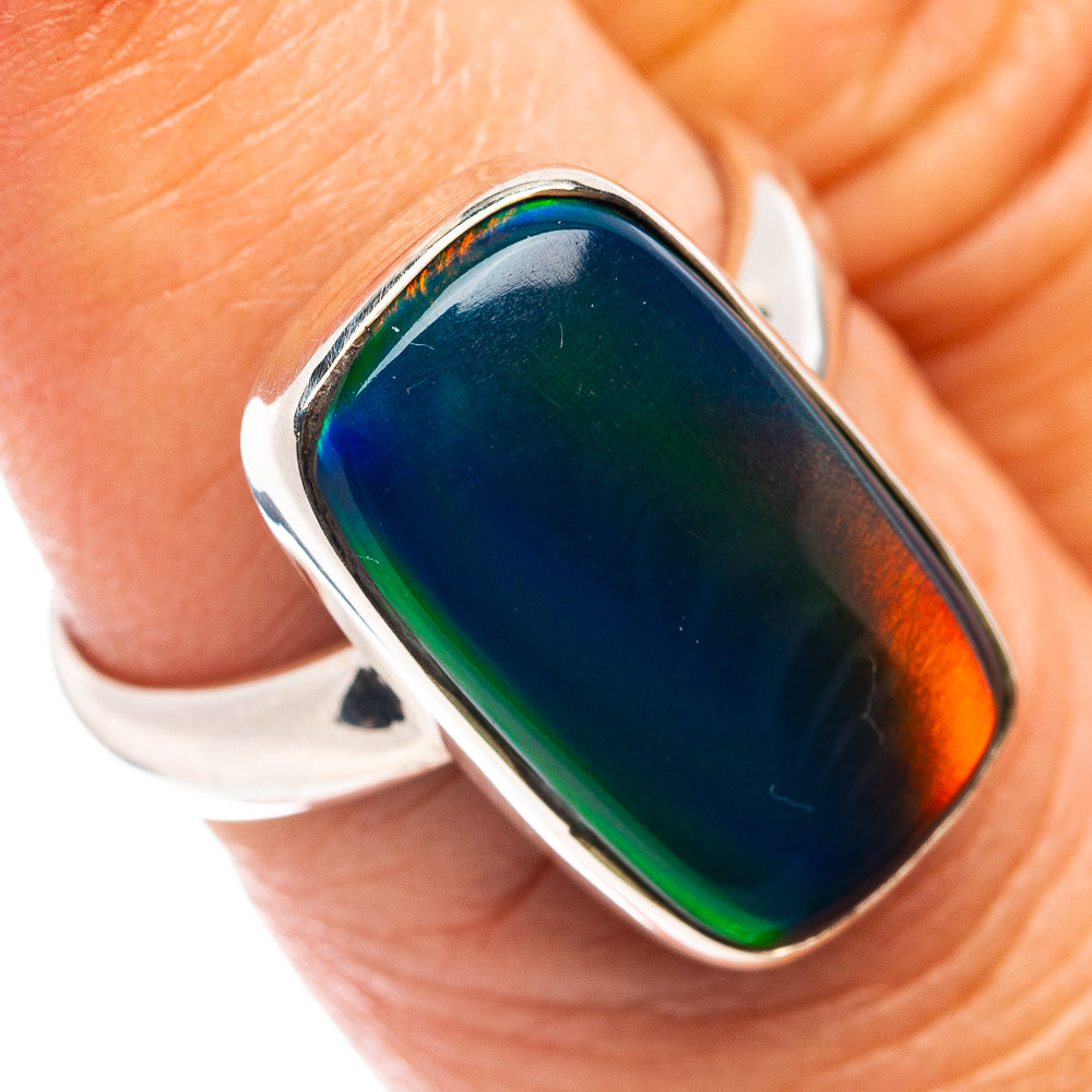 Premium Aurora Opal Ring Size 6.75 (.925 Sterling Silver)