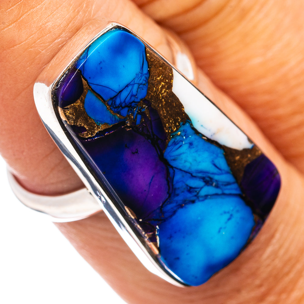 Premium Purple Dahlia Turquoise Ring Size 8 Adjustable (.925 Sterling Silver)