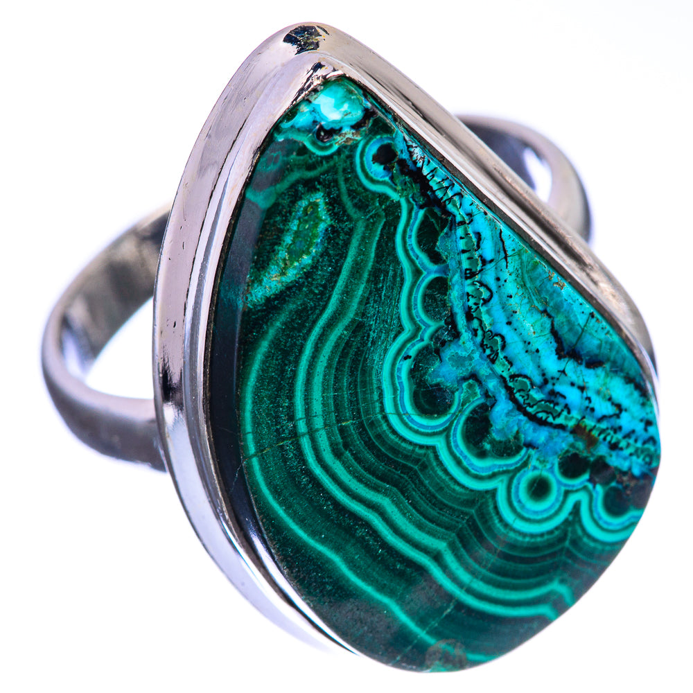 Malachite In Chrysocolla 925 Sterling Silver Ring Size 9