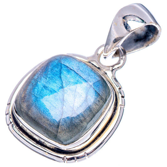 Labradorite pendant .925 sterling silver with blue labradorescent oval stone and top bail