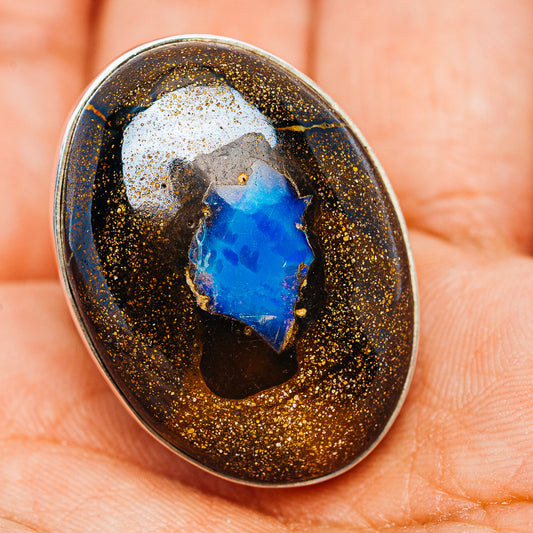 Premium Boulder Opal Ring Size 9.75 (.925 Sterling Silver)