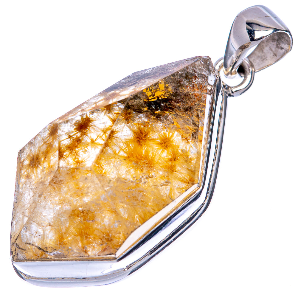 Rare Star Rutilated Quartz Pendant 1 5/8" (925 Sterling Silver) P41432