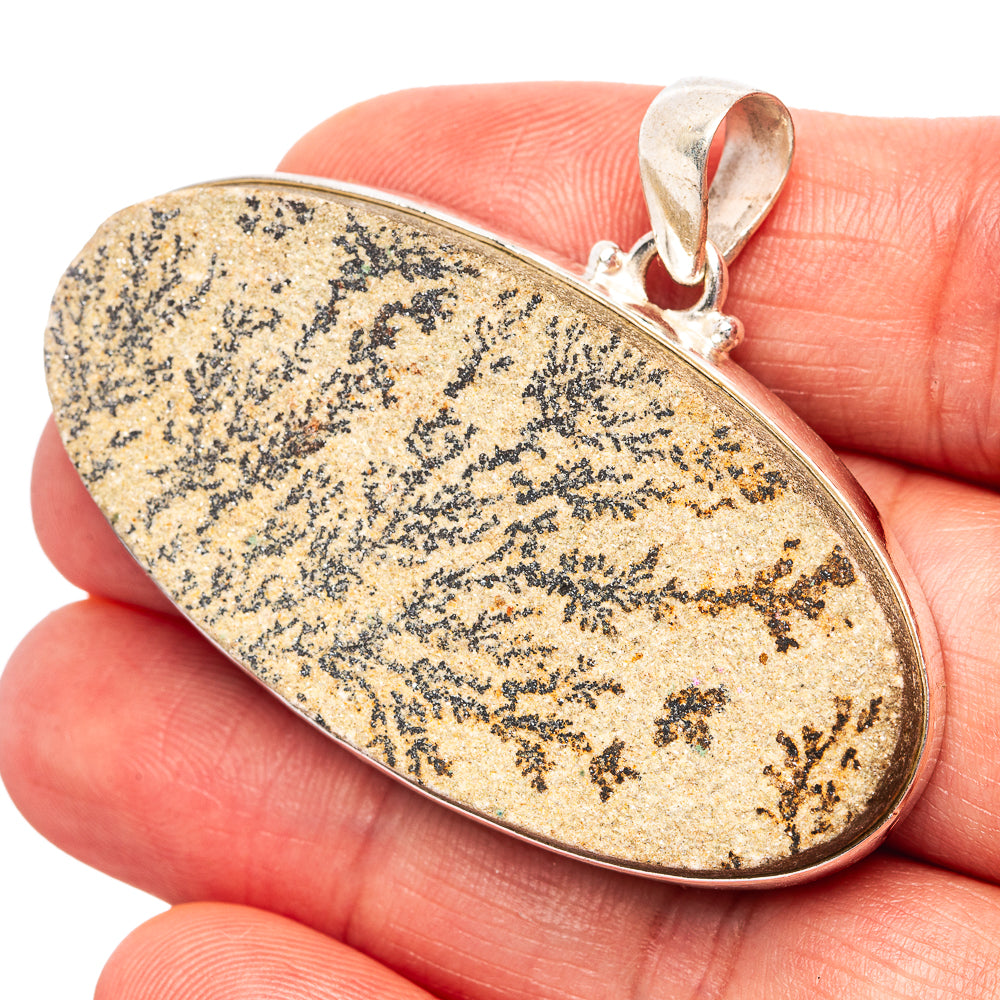 Psilomelane Dendrite Pendant 1 1/2" (.925 Sterling Silver)