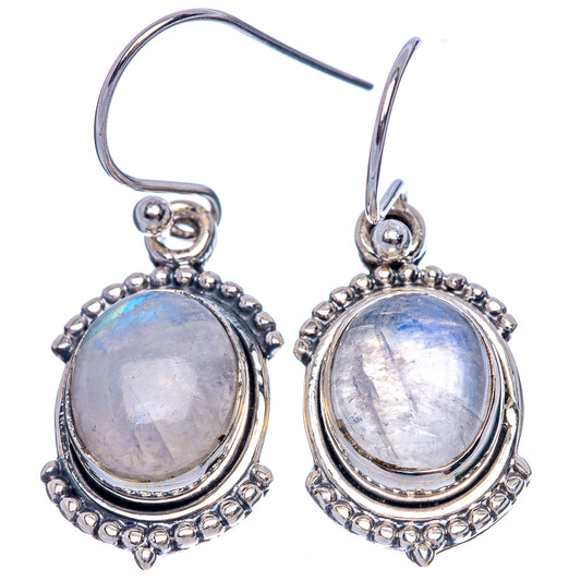 Rainbow Moonstone Dainty Earrings 1 3/8" (925 Sterling Silver) E2021
