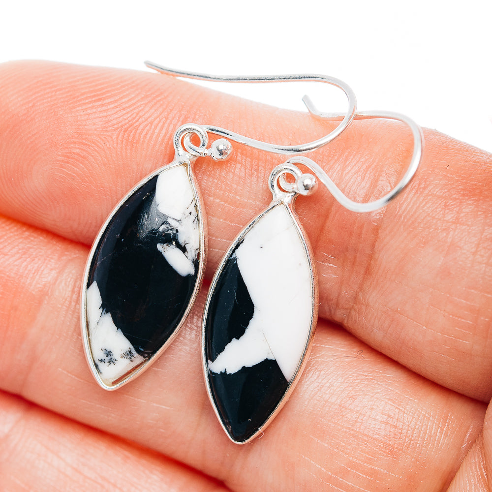 Marbled teardrop stone earrings in .925 sterling silver with fishhook backs