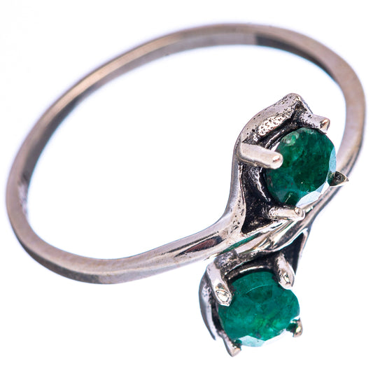 925 sterling silver ring with two dark green sillimanite gemstones, size 7