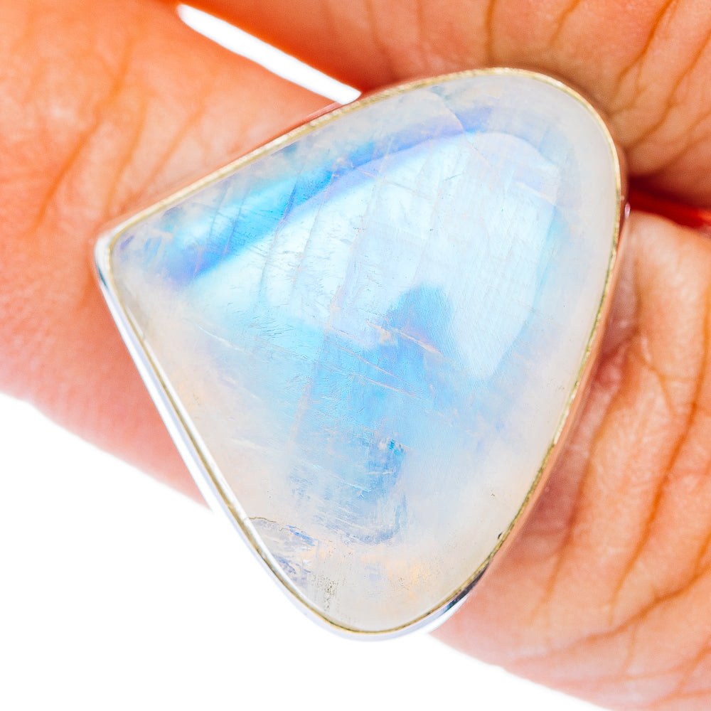 Premium Rainbow Moonstone Ring Size 7 Adjustable (.925 Sterling Silver)