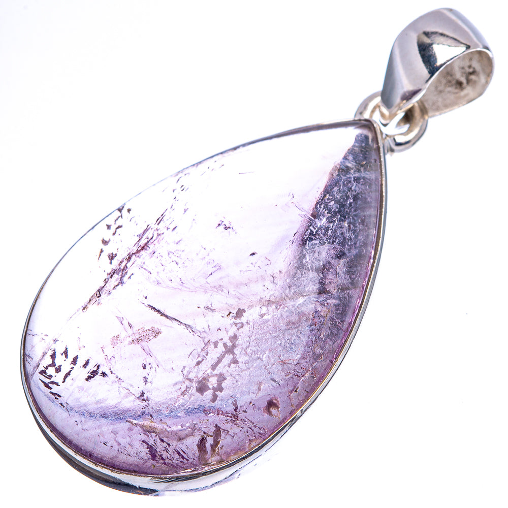 Amethyst teardrop pendant with marbled purple stone and .925 sterling silver frame